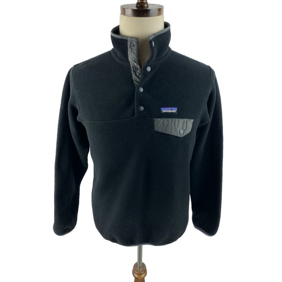 Patagonia Synchilla Snap T Fleece Pullover Women's Small Black Gray 25455 FA16 - Picture 1 of 11
